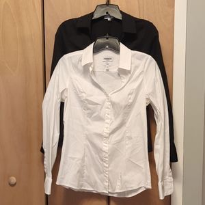 Express 2 Pack Button Down Blouses Black & White
